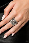 Out For The Count - Silver & Black Ring - Paparazzi Accessories