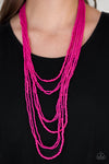 Totally Tonga - Pink Seed Bead Necklace - Paparazzi Accessories