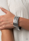 Revved Up - Silver Rhinestone Bangle  Bracelet -  Paparazzi Accessories