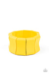 Caribbean Couture- Yellow Wooden Stretch Bracelet - Paparazzi Accessories