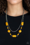 Colorfully Cosmopolitan  - Yellow Acrylic Necklace - Paparazzi Accessories