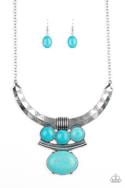 Commander And Chiefette - Turquoise Stone Necklace - Paparazzi Accessories