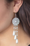 Dreams Can Come True - White Pearl & Rhinestone Earrings  - Paparazzi Accessories