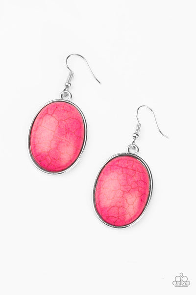 Serenely Sediment - Pink Stone Earrings - Paparazzi Accessories