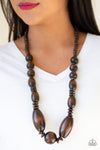 Summer Breezin - Brown Wood Bead Necklace - Paparazzi Accessories