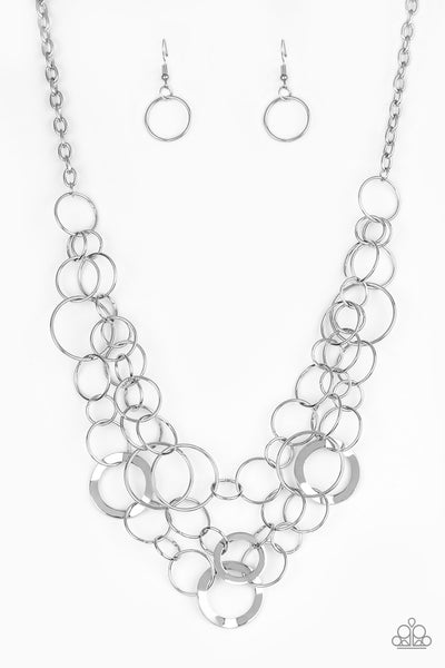 Main Street Mechanics - Silver Ring Necklace - Paparazzi Accessories