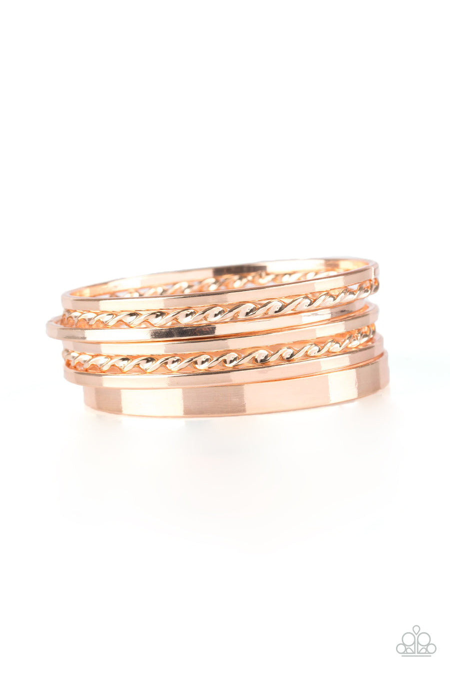 Basic Blend - Rose Gold Bangle Bracelet Set - Paparazzi Accessories