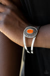 Deep In The TUMBLEWEEDS  - Orange Cuff Bracelet  - Paparazzi Accessories