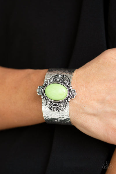 Yes I Canyon - Green Stone Cuff Bracelet - Paparazzi Accessories
