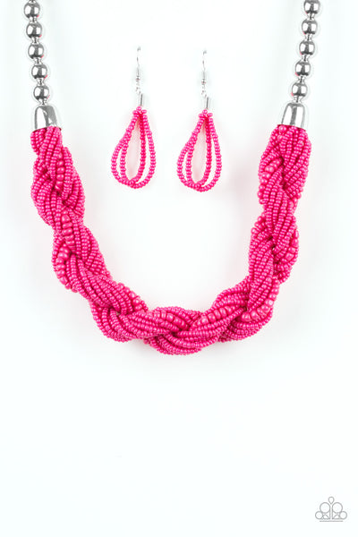 Savannah Surfin  - Pink Seed Bead Necklace - Paparazzi Accessories