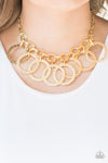 Jamming Jungle- Gold Hammered Hoop Necklace - Paparazzi Accessories